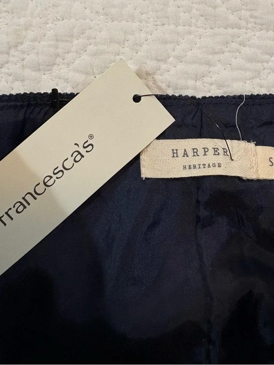 Navy Mini Skirt with Pink & Green Floral Embroidery - Picture 7 of 9